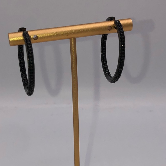 2ct Black Sapphire Hoops - Picture 14 of 14